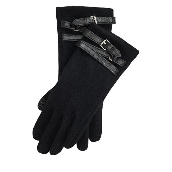 Rękawiczki LAUREN RALPH LAUREN. Czarne rękawiczki Lauren Ralph Lauren, bez wzorów, z dzianiny. Za 594,99 zł.