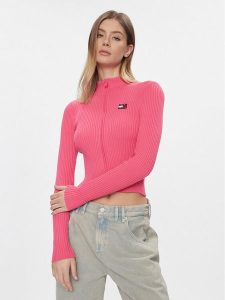 Tommy Jeans Kardigan DW0DW17243 Różowy Slim Fit. Czerwone kardigany Tommy Jeans, z jeansu. Za 429,99 zł.