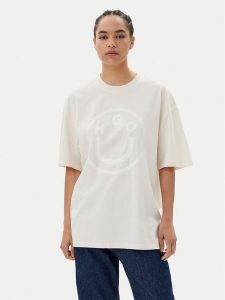 HUGO T-Shirt 50511471 Beżowy Oversize. Brązowe t-shirty Hugo, s, bez wzorów, z bawełny, bez kołnierzyka, bez ramiączek. Za 139,99 zł.