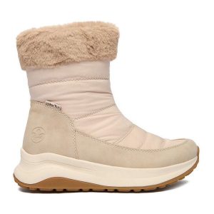 Śniegowce Rieker. Brązowe buty zimowe Rieker, bez obcasa, bez zapięcia. Za 429,99 zł.