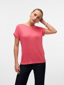Vero Moda Koszulka w kolorze różowym rozmiar: M. Różowe bluzki Vero Moda, m, bez wzorów, bez kołnierzyka, bez ramiączek. Za 39,49 zł.