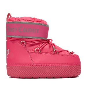 Śniegowce Juicy Couture. Czerwone buty zimowe Juicy Couture, bez obcasa, bez zapięcia. Za 359,99 zł.
