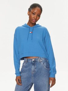 Tommy Jeans Bluza Herritage UW0UW05153 Niebieski Regular Fit. Niebieskie bluzy Tommy Jeans, l, bez wzorów, z bawełny, bez kaptura. Za 329,99 zł.