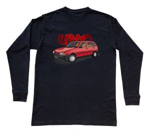 Fiat Uno — bluzka z długim rękawem (Rozmiar: XL (dorosła); Kolor koszulki: czarny; Rodzaj nadruku: Fiat Uno). Czarne bluzki nikiniki, s, bez wzorów, z bawełny, bez kołnierzyka, bez ramiączek. Za 99,00 zł.