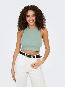 ONLY Top "Vilma" w kolorze turkusowym rozmiar: XL. Niebieskie topy ONLY, xl, bez wzorów, prążkowane, bez kołnierzyka, bez ramiączek. Za 24,12 zł.