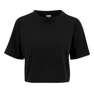Krótka Koszulka Damska Oversize Crop. Czarne bluzki Urban Classics, xl, bez wzorów, casualowe, bez kołnierzyka, bez ramiączek. Za 54,99 zł.