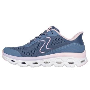 Buty SKECHERS GLIDE STEP SOLE Niebieski. Szare buty sportowe Skechers, bez wzorów, z syntetyku, bez zapięcia. Za 368,99 zł.