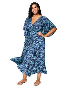 Aller Simplement Sukienka w kolorze granatowym rozmiar: 50/52. Niebieskie sukienki Aller Simplement, bez wzorów, klasyczne, bez kołnierzyka, bez ramiączek, maxi. Za 119,68 zł.