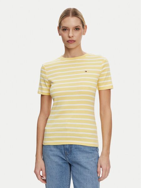 Tommy Hilfiger T-Shirt New Cody WW0WW40587 Żółty Slim Fit. Żółte t-shirty TOMMY HILFIGER, xl, bez wzorów, z bawełny, bez kołnierzyka, bez ramiączek. Za 189,99 zł.