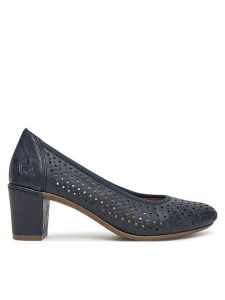 Rieker Czółenka CEO-41057-14 Granatowy. Niebieskie czółenka Rieker, bez wzorów, z materiału, bez obcasa, bez zapięcia. Za 289,99 zł.