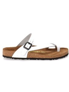 Comfortfusse Skórzane japonki w kolorze białym rozmiar: 38. Białe klapki Comfortfüße, bez wzorów, z otwartym noskiem, bez obcasa. Za 239,99 zł.