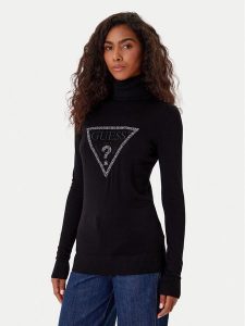 Guess Golf W5BR39 Z2NQ2 Czarny Regular Fit. Czarne golfy Guess, z aplikacjami, z wiskozy. Za 199,99 zł.