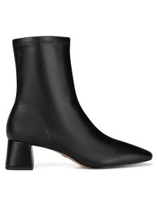 Nine West Botki WFA3426-1 Czarny. Czarne botki Nine West, bez wzorów, z materiału, bez obcasa, na słupku, bez zapięcia. Za 279,99 zł.