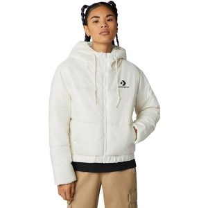 Kurtka Converse Synthetic Short Puffer, Kobiety. Białe kurtki Converse, bez wzorów, z poliesteru, bez kaptura. W wyprzedaży za 390,00 zł.