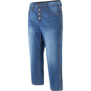 Rybaczki dżinsowe, slim fit, mid waist. Niebieskie jeansy bonprix, bez wzorów, z jeansu. Za 84,99 zł.