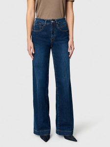MAC Dżinsy "Rich Palazzo" - Wide fit - w kolorze granatowym rozmiar: W38/L34. Niebieskie jeansy MAC, z aplikacjami, ze skóry, z podwyższonym stanem. Za 269,45 zł.