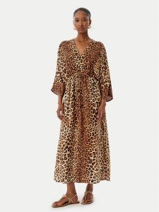 LOLA CASADEMUNT Sukienka letnia LS2616021 Brązowy Relaxed Fit. Brązowe kombinezony LOLA CASADEMUNT, na lato, s, bez wzorów, z wiskozy, bez kołnierzyka, bez ramiączek. Za 459,99 zł.