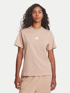 Adidas T-Shirt Essentials 3-Stripes JX7616 Beżowy Regular Fit. Brązowe t-shirty ADIDAS, m, bez wzorów, z bawełny, bez kołnierzyka, bez ramiączek. Za 99,99 zł.