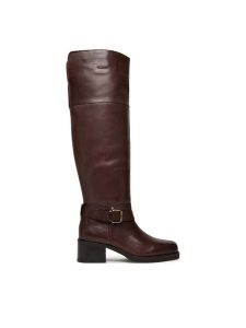 Bronx Kozaki Ky Ley 14402-US Brązowy. Brązowe kozaki Bronx, bez wzorów, ze skóry, bez obcasa, na słupku, bez zapięcia. Za 769,99 zł.