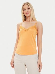 Morgan Top 221-BETTY Pomarańczowy Regular Fit. Brązowe topy Morgan, s, bez wzorów, z syntetyku, bez kołnierzyka, bez ramiączek. Za 59,99 zł.