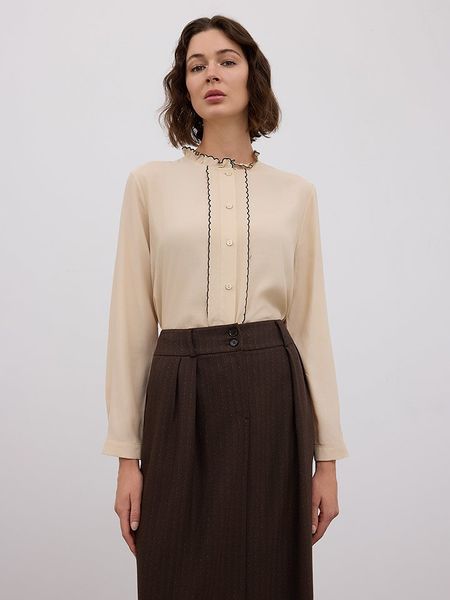 BGN Bluzka w kolorze beżowym rozmiar: 36. Brązowe bluzki BGN, bez wzorów, z wiskozy, bez kołnierzyka, bez ramiączek. Za 127,65 zł.