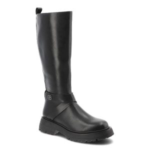 Czarne Kozaki Filippo Eleganckie Obuwie Damskie. Czarne kozaki Filippo, na jesień, bez wzorów, przed kolano, bez obcasa, bez zapięcia. Za 237,99 zł.