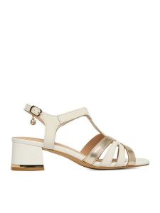 Lasocki Sandały CEO-25F575-1 Biały. Białe sandały Lasocki, bez wzorów, ze skóry, bez obcasa, na słupku, bez zapięcia. Za 199,99 zł.