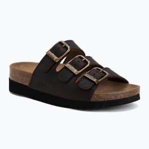 Klapki damskie Scholl Rio Wedge Ad Med. Brązowe klapki Scholl, bez wzorów, z materiału, bez obcasa. Za 289,99 zł.
