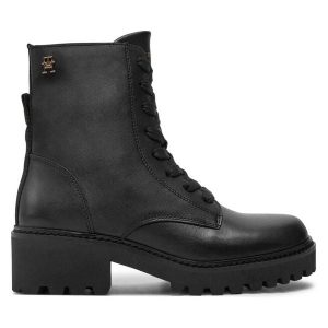Trapery Tommy Hilfiger. Czarne buty zimowe TOMMY HILFIGER, bez obcasa, bez zapięcia. Za 419,99 zł.