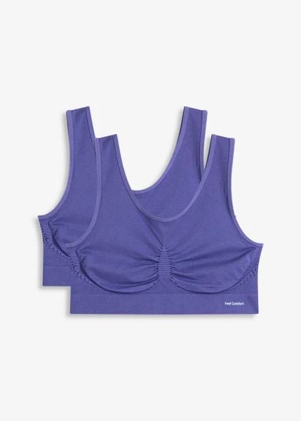 Bezszwowy biustonosz bustier z kolekcji Feel Comfort (2 szt.). Czarne biustonosze bonprix, bez wzorów. Za 84,99 zł.