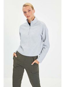 Trendyol Bluza w kolorze szarym rozmiar: S. Szare bluzy Trendyol, s, bez wzorów, bez kaptura. Za 48,05 zł.