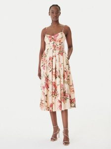 Guess Sukienka koktajlowa W6GKAF W2558 Różowy Regular Fit. Czerwone sukienki Guess, l, z aplikacjami, ze lnu, wizytowe, bez kołnierzyka, bez ramiączek. Za 675,99 zł.