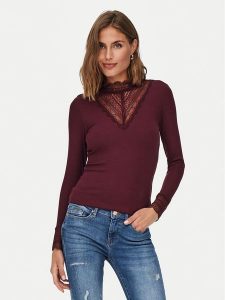 ONLY Bluzka Tilde 15207788 Bordowy Stretch Fit. Czerwone bluzki ONLY, xs, bez wzorów, z wiskozy, bez kołnierzyka, bez ramiączek. Za 119,99 zł.