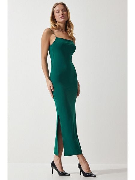 Happiness Istanbul Sukienka w kolorze zielonym rozmiar: 36. Zielone sukienki Happiness Istanbul, bez wzorów, bez kołnierzyka, bez ramiączek, maxi. Za 48,16 zł.