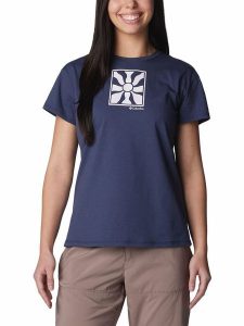 Columbia Koszulka "Sun Trek™" w kolorze granatowym rozmiar: XS. Niebieskie bluzki Columbia, xs, bez wzorów, z bawełny, bez kołnierzyka, bez ramiączek. Za 48,28 zł.