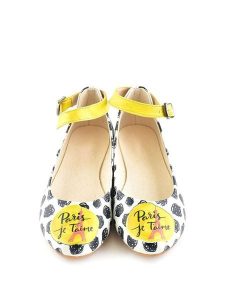 Goby Baleriny w kolorze biało-czarno-żółtym rozmiar: 35. Białe balerinki Goby, bez wzorów, z materiału, bez obcasa, bez zapięcia. Za 165,99 zł.