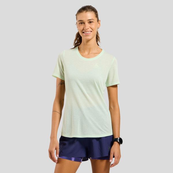 Koszulka damska Odlo ESSENTIAL LINENCOOL T-shirt crew neck s/s. Zielone bluzki ODLO, s, bez wzorów, bez kołnierzyka, bez ramiączek. Za 269,99 zł.