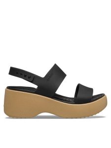 Crocs Sandały Brooklyn Sky Sandal 212250 Czarny. Czarne sandały Crocs, bez wzorów, z tworzywa sztucznego, bez obcasa, na koturnie, bez zapięcia. Za 249,99 zł.