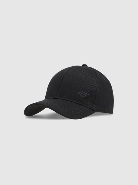 4F Czapka z daszkiem strapback uniseks - czarna S/M. Czarne czapki 4f, bez wzorów, z bawełny, sportowe. Za 59,99 zł.