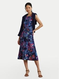 LAUREN RALPH LAUREN Sukienka koktajlowa 200973610001 Granatowy Regular Fit. Niebieskie sukienki Lauren Ralph Lauren, bez wzorów, z syntetyku, wizytowe, bez kołnierzyka, bez ramiączek. Za 679,99 zł.
