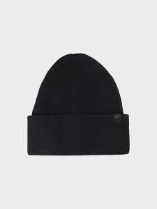 4F Czapka beanie w kolorze czarnym rozmiar: onesize. Czarne czapki 4f, bez wzorów, ze splotem. Za 61,46 zł.