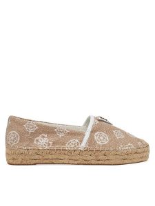 Guess Espadryle FLJDNN FAL14 Beżowy. Brązowe espadryle Guess, z aplikacjami, z materiału, bez obcasa. Za 247,00 zł.