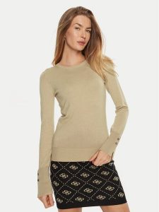 Guess Sweter W2YR30 Z2V62 Beżowy Regular Fit. Brązowe swetry klasyczne Guess, xs, z wiskozy, bez kołnierzyka. Za 189,99 zł.