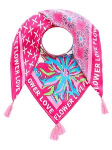 Zwillingsherz Chusta "Flower Love" ze wzorem - 130 x 130 cm rozmiar: onesize. Apaszki i chusty Zwillingsherz, bez wzorów, z materiału. Za 118,56 zł.