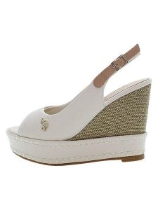 U.S. Polo Assn. Sandały w kolorze białym na koturnie rozmiar: 38. Białe sandały U.S. Polo Assn., bez wzorów, z otwartym noskiem, bez obcasa, na koturnie, bez zapięcia. Za 217,99 zł.