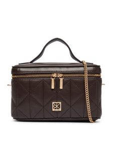 Calvin Klein Torebka Quilted Beauty Case On Chain LV04F1123G Brązowy ciemny. Brązowe torebki klasyczne Calvin Klein, bez wzorów, ze skóry, bez dodatków. Za 489,99 zł.