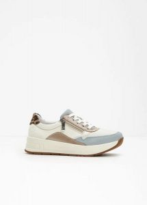 Wygodne sneakersy marki Rieker na podeszwie platformie w wygodnej tęgości. Białe buty sportowe bonprix, bez wzorów, bez zapięcia. Za 369,99 zł.