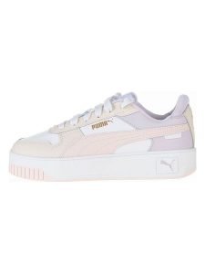 Puma Skórzane sneakersy "Carina" w kolorze biało-fioletowo-jasnoróżowym rozmiar: 37. Białe trampki Puma, bez wzorów, bez zapięcia. Za 193,24 zł.