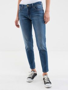 BIG STAR Dżinsy "Maggie" - Slim fit - w kolorze niebieskim rozmiar: W28/L30. Niebieskie jeansy Big Star, z aplikacjami, z podwyższonym stanem. Za 247,45 zł.