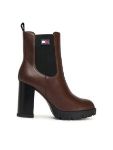 Tommy Jeans Botki Tjw EN0EN02831 Brązowy. Brązowe botki Tommy Jeans, bez wzorów, z jeansu, bez obcasa, na słupku, bez zapięcia. Za 489,99 zł.